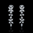 2.21ct Diamond 18k White Gold Floral Dangle Earrings