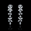 Diamond 18k White Gold Floral Dangle Earrings