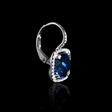 .15ct Diamond and Blue Corundum 14k White Gold Halo Earrings