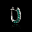 .76ct Diamond and Emerald 18k White Gold Huggie Earrings