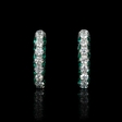 .76ct Diamond and Emerald 18k White Gold Huggie Earrings