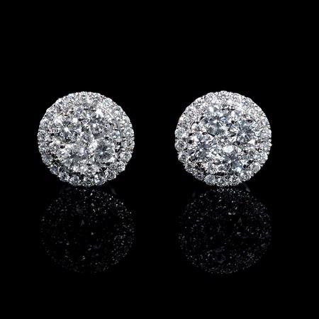 .75ct Diamond 18k White Gold Cluster Earrings