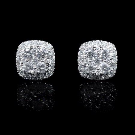 .61ct Diamond 18k White Gold Cluster Earrings