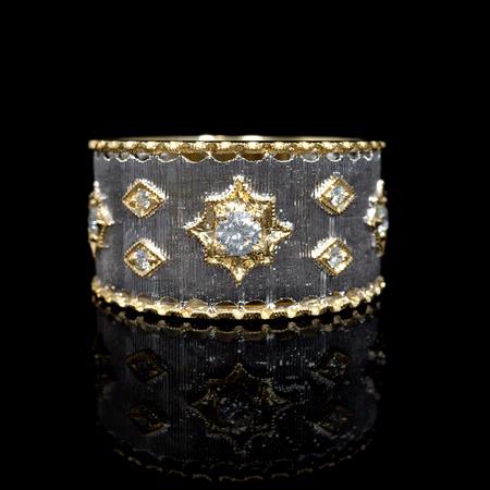 Diamond Antique Style 18k Two Tone Gold Ring
