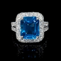 Diamond and Blue Topaz 18k White Gold Ring