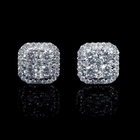 .71ct Diamond 18k White Gold Cluster Earrings