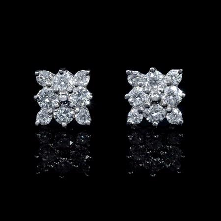 .78ct Diamond 18k White Gold Cluster Earrings