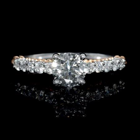 Diamond Antique Style 18k Two Tone Gold Engagement Ring Setting