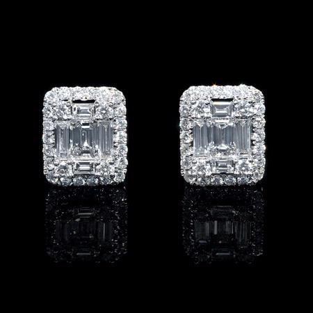 1.74ct Diamond 18k White Gold Cluster Earrings