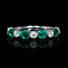 Diamond and Emerald Antique Style 18k White Gold Ring