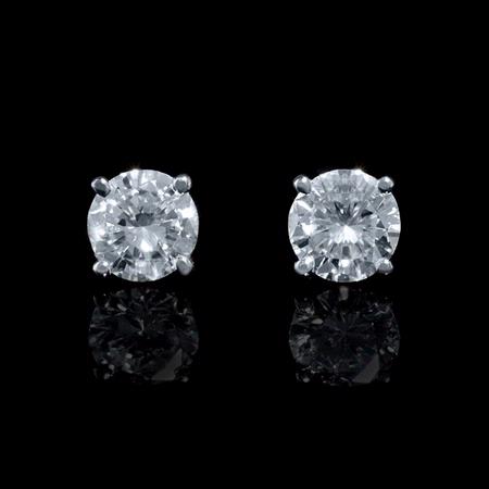 Diamond .88 Carat 14k White Gold Stud Earrings