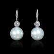 .75ct Diamond and South Sea Pearls 18k White Gold Dangle Earrings