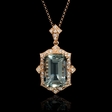 .34ct Diamond and Green Amethyst Antique Style 18k Rose Gold Pendant