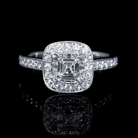 .42ct Diamond Antique Style Platinum Halo Engagement Ring Setting