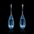 Blue Sapphire and Blue Topaz 18k White Gold and Black Rhodium Dangle Earrings
