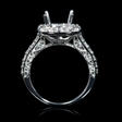 1.31ct Diamond Antique Style 18k White Gold Halo Engagement Ring Setting