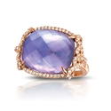 Doves Diamond, Amethyst, Pink Mother of Pearl and Lapis 18k Rose Gold Ring