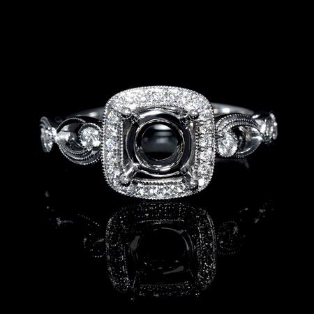 .16ct Simon G Diamond Antique Style 18k White Gold Halo Engagement Ring Setting