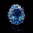 .06ct Diamond, Blue Sapphire, Tanzanite and Blue Topaz 18k White Gold Ring