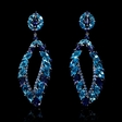 Blue Sapphire, Blue Topaz and Iolite 18k White Gold Dangle Earrings