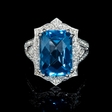 .50ct Diamond and Blue Topaz Antique Style 18k White Gold Ring