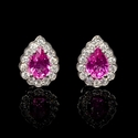 Diamond and Pink Sapphire 18k White Gold Cluster Earrings