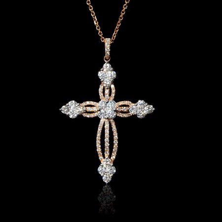1.44ct Diamond 18k Rose Gold Cross Pendant