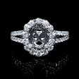 .90ct Diamond Antique Style 18k White Gold Split Shank Halo Engagement Ring Setting