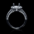 .90ct Diamond Antique Style 18k White Gold Split Shank Halo Engagement Ring Setting
