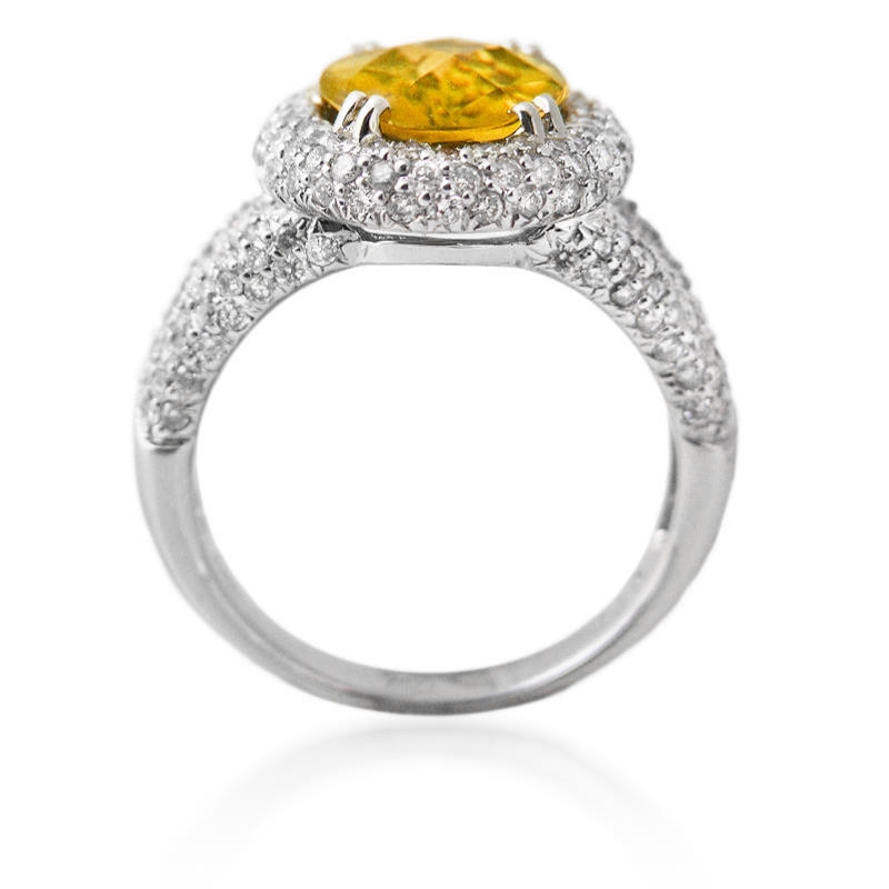 Diamond  Peridot 18k White Gold Ring (#1024)