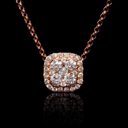 Diamond 18k Rose Gold Pendant Necklace