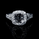 Diamond 18k White Gold Split Shank Halo Engagement Ring Setting
