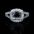 .88ct Diamond 18k White Gold Split Shank Halo Engagement Ring Setting