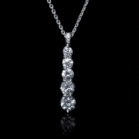 Diamond 18k White Gold Journey Pendant Necklace 