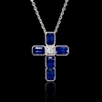 .21ct Diamond and Blue Sapphire Antique Style 18k White Gold Pendant