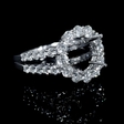 1.97ct Diamond 18k White Gold Halo Split Shank Engagement Ring Setting