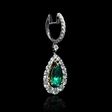 2.80ct Diamond and Pear Shaped Emerald 18k Two Tone Gold Dangle Earrings