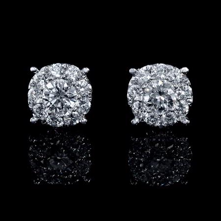 .83ct Diamond 18k White Gold Cluster Earrings
