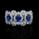 Diamond and Blue Oval Sapphire 18k White Gold Ring