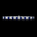 Diamond and Oval Cut Blue Sapphire 18k White Gold Bracelet