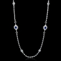 Diamond and Blue Sapphire 18k White Gold Opera Necklace