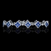 Diamond and Blue Sapphire Antique Style 18k White Gold Bracelet