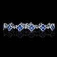 3.48ct Diamond and Blue Sapphire Antique Style 18k White Gold Bracelet