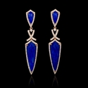 Diamond and Lapis Lazuli 18k Rose Gold Dangle Earrings