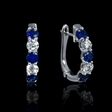 .54ct Diamond and Blue Sapphire 18k White Gold Huggie Earrings