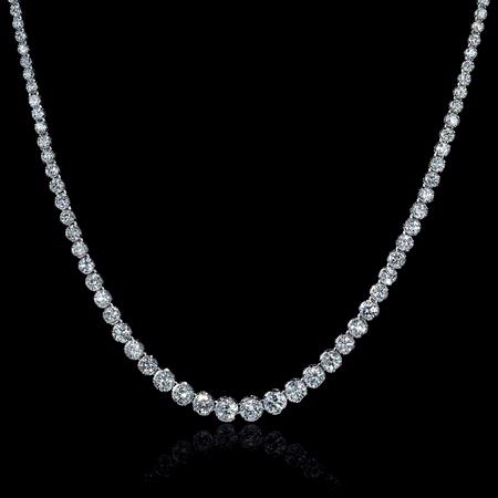 12.94ct Diamond 18k White Gold Graudated Tennis Necklace