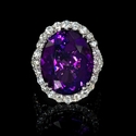 Diamond and Purple Amethyst 18k White Gold Ring