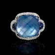 .24ct Diamond, White Topaz and Mother of Pearl Lapis Lazuli 18k White Gold Ring.