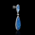 1.13ct Diamond, White Topaz, Mother of Pearl over Lapis Lazuli 18k White Gold and Black Rhodium Dangle Earrings