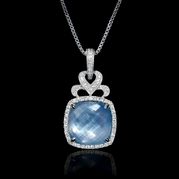 Diamond, Mother of Pearl and Lapis Lazuli 18k White Gold Pendant